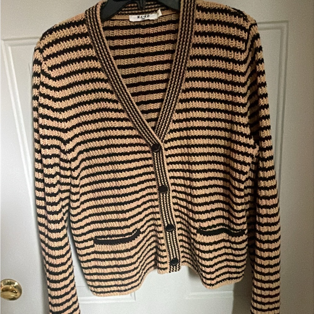 AE Striped Black and Tan Cardigan